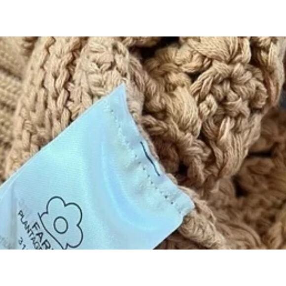 FARM RIO Dark Sand Handmade Dots Knit Cardigan XS Sweater Oversized Tan Beige - Picture 8 of 8